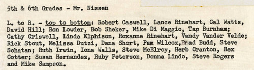 Avalon Schools, Mr. Nissen's fifth and sixth grade class, 1966-1967, Avalon, California (back)