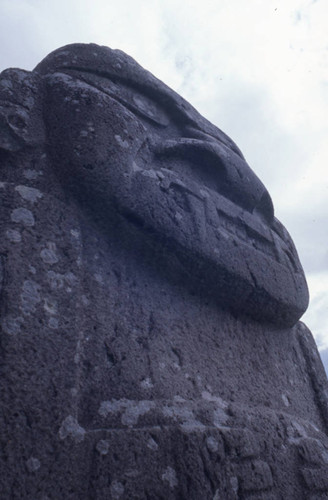 Stone statue with feline features, close-up, San Agustín, Colombia, 1975