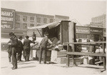 Close view of fruit stand at the foot of Stockton St. - one year after