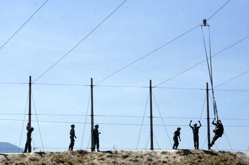 Cadets practice parachuting, Ilopango, San Salvador, 1983