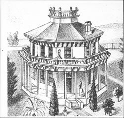 Detail from drawing of the Silas Martin Octagon House, Two Rock, California, 1859