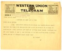 Telegram from William Randolph Hearst to Julia Morgan, May 5, 1920