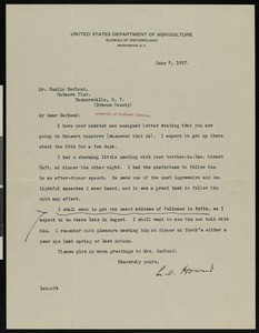 Leland Ossian Howard, letter, 1927-06-07, to Hamlin Garland