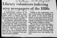 Library volunteers indexing area newspapers of the 1880s