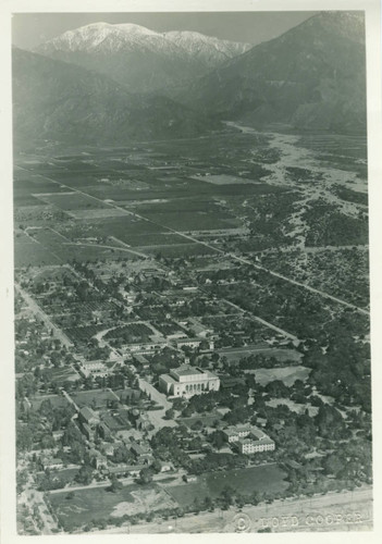 Pomona College campus and San Gabriel Mountains, Pomona College
