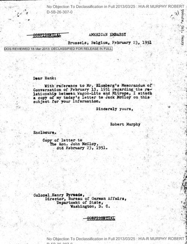 Robert Murphy letter to Henry A. Byroads