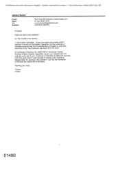 [Email from PN Pretish to Susan James regarding certificate releases and Dorchester Cigarettes]