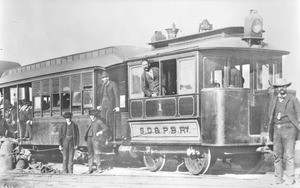 The "Dummy" line (?), a San Diego and Pacific Beach railroad car, ca.1890