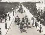 [A Military Parade across the Puente Cabrillo, Panama California Exposition, 1915]