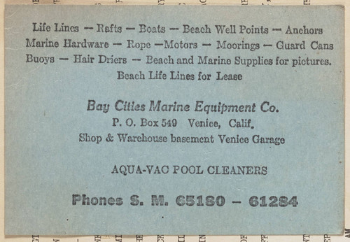 Bay Cities Marine Equipment Co. card