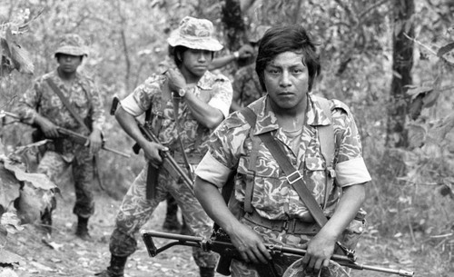 Soldiers on patrol, Guatemala, 1982
