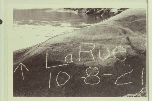 LaRue inscription at Sentinel Rock--Glen Canyon