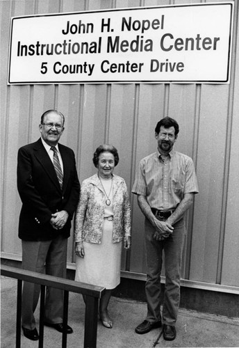John Nopel, Penny Nopel, and David Nopel at dedication of Instructional Media Center