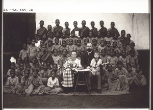 Girls' school in Mulki 1899. Rev Breidenbach and family