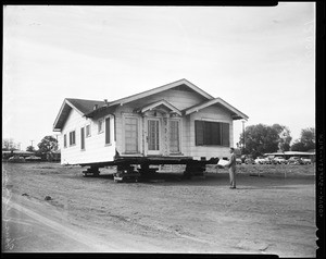 House in street (Del Amo street near Long Beach Boulevard) No one knows who put it there, 1956