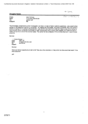 [Email from Norman Jack to Jeff Jeffery regarding the Investigation of the Sovereign components]