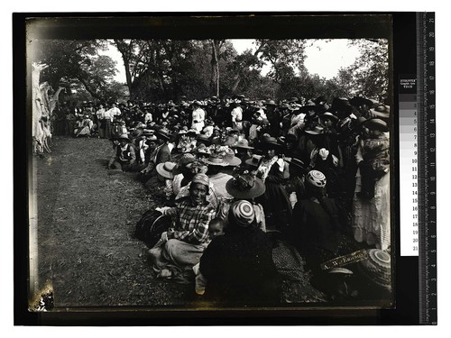 [Hoopa Indian Scenes/unknown/People gathered to observe White Deer Skin Dance]