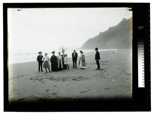 [The Ericson family on Moonstone Beach]