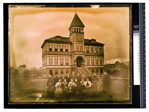 Scene at Arcata [Class photo in front of Arcata School]