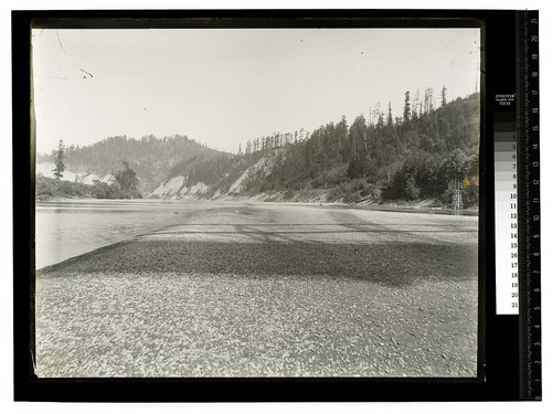 [Eel River near Scotia Bluffs with two towers in riverbed]