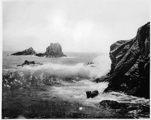 View of Laguna Beach surf and seal Rocks, ca.1885