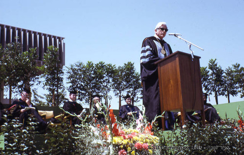 Chancellor Dumke speaking at 1974 graduation