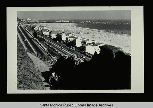 View of Santa Monica Beach, the Yacht Harbor and the Pier from the California Incline