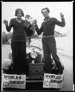 Portrait of the winning couple of the World's Endurance Dancing Championship in Venice, ca.1920-1929