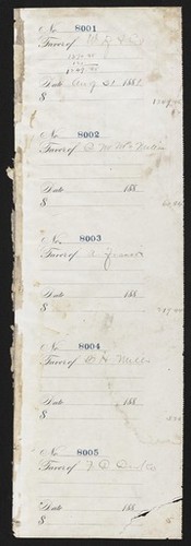 Standard Consolidated Gold Mining Co., stub book, 1881-08-31/1881-11-30