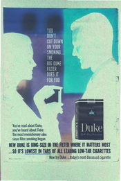 New duke is king-size in the filter where it matters most…so it's lowest in tars of all leading low-tar cigarettes