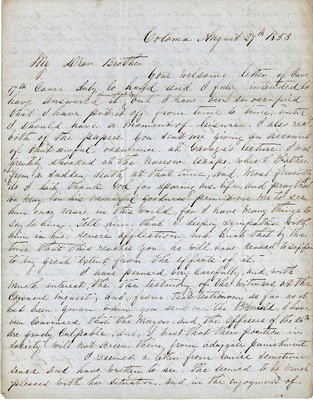 Letter from Augustin Hibbard to [William Hibbard] 1853 Aug. 27
