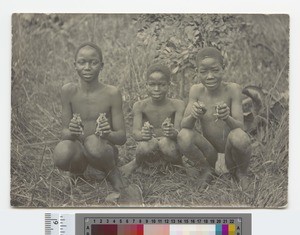 Boys with field mice, Malawi, ca.1910