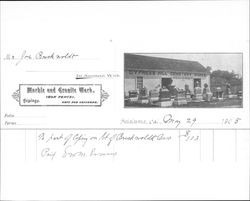 Cypress Hill Cemetery Works receipt dated May 29, 1905, Petaluma, California