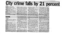 City crime falls by 21 percent