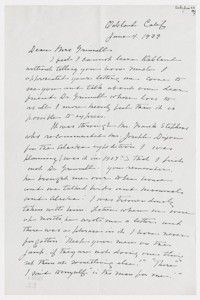 Letter from Annie Alexander to Hilda Wood Grinnell