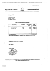 M/A Metco Ltd [Memo from Adam trading Regarding Pro -forma invoice on 20020806]