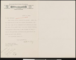 Walter Hines Page, letter, 1913-04-03, to Hamlin Garland