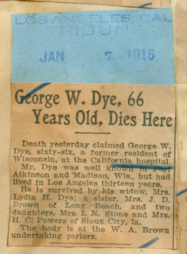George W. Dye, 66 years old, dies here