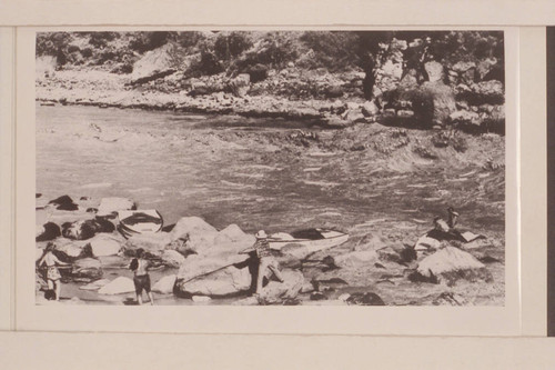 Some of the rapids are unnavigable. In such cases, as pictures here, the boats are carried around them by portage