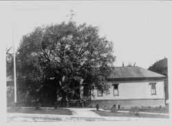 Lincoln Hall, west side, site of the first Sebastopol Grammar School at the corner of Bodega Avenue and North High Street, Sebastopol, California