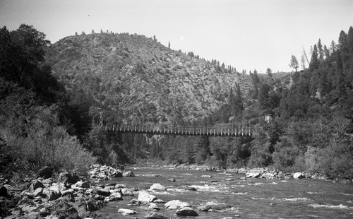Suspension Bridge across American River, Iowa Hill, Colfax, Placer County, California, SV-894