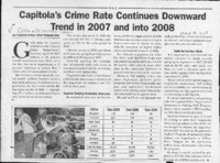 Capitola's Crime Rate Continues Downward Trend in 2007 and into 2008