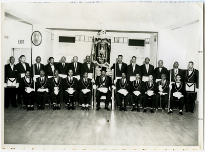 Group photograph of members of the Gustavus A. Thompson #79 F. & A.M. San Diego, California