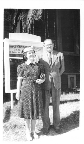 Virgil and Lora Allison in Front of First Christian Church