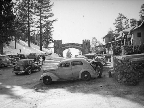 Swartout Valley Lodge parking and Big Pines Recreation Camp bridge