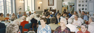 DMS's birthday 17 June 1995. At the door to the right is Kirsten Lange, amidst the door visible