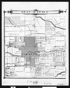 Map of Visalia and Tulare County in 1892, 1900-1940