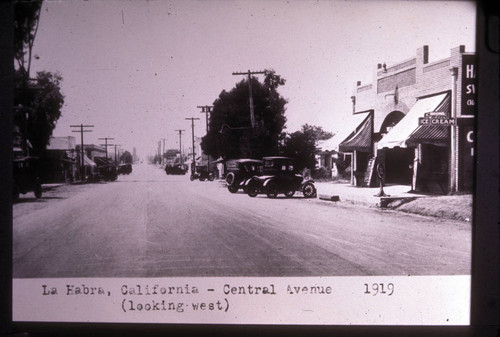 Central Avenue looking west, La Habra, 1919