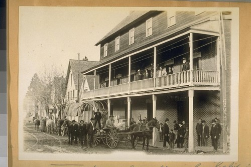 The Hotel at Sierra City - Sierra Co., Calif. in 1906 - The man on the Veranda with the white beard is A.C. Bush, the Proprietor of the Hotel