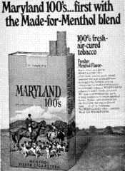 Maryland 100's. . . First with the Made-for-Menthol blend